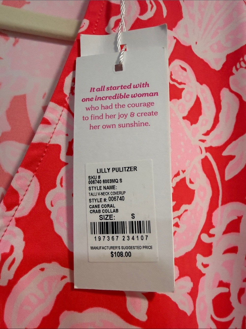 Lilly Pulitzer Talli Cover up. Size Small. Cane Coral Crab Collab. NWT - Picture 2 of 2